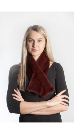 Mink fur scarf - red